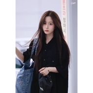 NMIXX Haewon Linkle Roll-Up Half Shirt - Breathable Lightweight Casual Wear