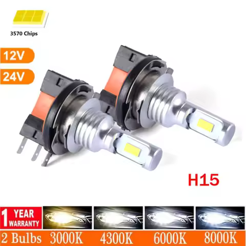 2Pcs LED H15 80W 20000LM CSP Car Headlight High Beam Day Driving Running Light 12V 6000K White Yello