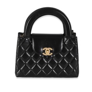 Chanel Black Shiny Aged Quilted Calfskin Nano Kelly Shopper Aged Gold Hardware, 2025