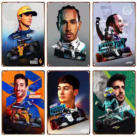 Vintage Classic Sports Car Racing F1 Car Metal Tin Signs Ratro Plate Home Bar Pub Garage Spark Plug 