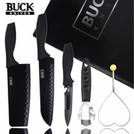 JY Lifestyle 4 in 1BUCK-I Black Steel Kitchen Knife Sets High Quality Stainless Pisau Dapur Anti Kar