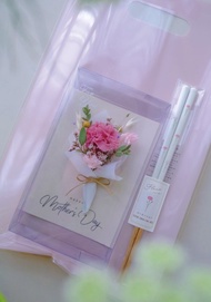 (ZOFLORIST花兒) 母親節手工乾燥花卡片 X 日本製 手工花卉木筷子