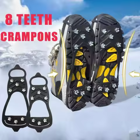 1 Pair New 5/8 Teeth Ice Gripper Spike Universal Spike Shoes Crampons Anti-Slip Climbing Crampon Win
