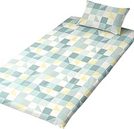 Merry Night FF13115-53 Easy to put on and take off L-shaped zipper Futon Cover "Square" Green Single