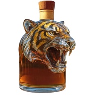 Tiger Shape Whiskey Bottle 3D Animal Decanter 300ml Unique Glass Whiskey Bottle Gift for Whiskey Lov