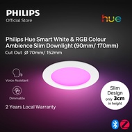 Philips Hue Smart White & RGB Colour Ambience Slim Downlight (90mm/170mm) | Cut-out 70mm/152mm | Low