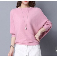 Batwing Sleeve Women's Top Autumn New Korean Retro Loose Batwing Sleeve Off-Shoulder Knitted Women's