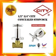 1/2" ( 15MM ), 3/4" ( 20MM ), 1" ( 25MM ) City / Claytan Brass Stopcock (Cross Handle) / Stock Clear