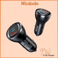 Mcdodo 95W Power Laptop PD Car charger USB C + USB A 65W Aluminum Alloy Fast Charger Digital Display