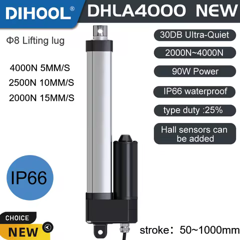 DHLA4000 Electric Linear Actuator IP66 DC Motor 50MM 150mm 200mm 500mm 850mm 1000mm Stroke Stainless