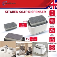 Kitchen Dish Soap Detergent Dispenser Sponge Holder Upgrade Press Type Manual SoapBox Detergent Disp