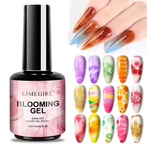 LIMEGIRL Blooming Gel 15ml Clear UV LED Blossom Gel Polish for Spreading Effect Marble Natural Stone
