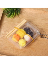 1入份逼真微縮快餐盒鑰匙扣掛件，創意柔軟果凍葡萄、玉米、水果零食模型DIY玩具手工珠寶配件，可愛