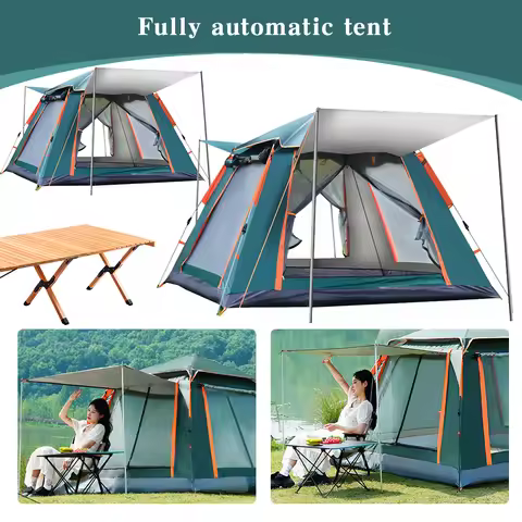 2.4m Tent One-touch Tent With Canopy Folding Camping Tent Outdoor Travel Camping Supplies Portable B