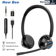 New Bee H361 USB หูฟัง with Rotatable Microphone ชุดหูฟังแบบมีสาย for PC 3.5mm Business Headphones หูฟังเกมมิ่ง with Mic Mute Noise Cancelling USB Headset  for Call Center