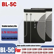 3.7V 1020mAh  BL-5C BL5C Lithium Polymer Phone Battery for 1100 1110 1200 1208 1280 2600 2700 3100 3