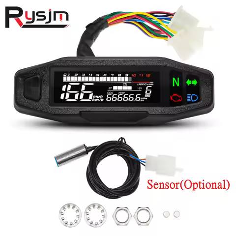 Universal Motorcycle Speedometer Tachometer Gauge RPM Meters Motor Instrument LCD Digital Odometer F