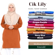 Cik Lily Baju Tshirt Cotton Muslimah Labuh  |Berpoket |A Cutting| Tidak Melekap| Long Sleeve| HAZEL 