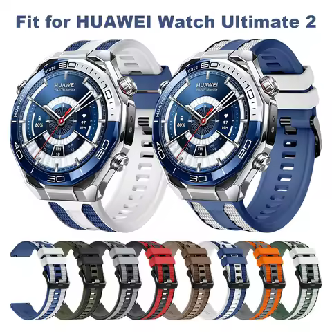 Dual-Color Official Silicone Watch Band for Huawei Watch Ultimate 2 Breathable Soft 22mm Watchband F