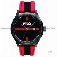 FILA 38-031-002 FIntage FVT003 (M) 3-hands Date Canvas Strap Black Red