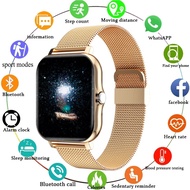 Smartwatch สมาร์ทวอทช์ 2021 New Women Smart Watch Men 1.69" Color Screen Full Touch Fitness Tracker Bluetooth Call Smart Clock Ladies For Android IOSSmartwatch สมาร์ทวอทช์ Gold