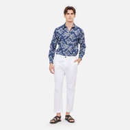 Japonism Cotton/Silk Classic Long Sleeves Shirt - Navy