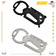 SUHU EDC Tools Card, Silver Multifunction Outdoor Gadgets, Portable Black Stainless Steel Beer Opene