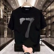 Ice Silk Men's T-Shirt with Minimalist Number 7 Motif