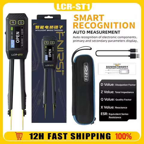 FNIRSI LCR-ST1 Intelligent Tweezers, LCR SMD ESR Tester, Resistance, Capacitance, Inductance, Contin