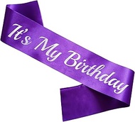 LXYXUUN It's My Birthday Sash Purple, Silver Foil Birthday Sash for Women or Girl 16th 18th 21st 30t