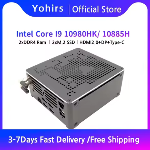 Gaming Desktop Computer Core i9 10980HK Xeon W-10885M E-2276M 2176M Mini Server PC 2*DDR4 2*NVME Dua