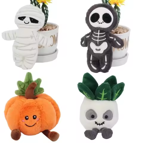 Halloween Decor Plushies Cute Pumpkin Mummy Skeleton Stuffed Vegetable Dolls Funny Cartoon Bag Penda