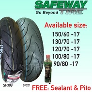SAFEWAY TIRE Size 17 Tubeless Tire FREE Sealant & Pito for Sniper, Raider, Rouser, FZ, Wave, Smash