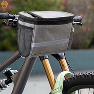 [Perfeclan] Bike Handlebar Bag Handle Pack Reflective Stripe 6L Bike Frame Bag Basket Front Bag Insulated Bag