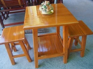 CProduct ชุดโต๊ะเก้าอี้ไม้สัก 60x60x80ซม. ชุดโต๊ะกาเเฟ ชุดโต๊ะอาหาร ท็อปสี่เหลี่ยม 60x60x80ซม. - สีส