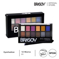 BRASOV Eye shadow 12 Warna l 12 x 0.9 GR l Eyeshadow Color Black l Color Nude