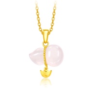 IH0 CHOW TAI FOOK 999.9 Pure Gold Chalcedony Pendant - Auspicious Gord with ingot R24416