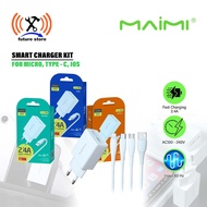 MAIMI T28 Smartcharger Kit micro type-c ios 2.4A Dual USB X39 Micro White Original - Charger and Cab