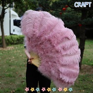 CRAFTML Handheld Fur Fan, 30*52cm 35*60cm Runway  Props Folding Fan, 12 Bones Big Red Ostrich Carniv