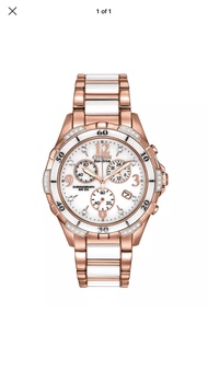 Citizen Eco Drive FB1233-51A Rose Gold White Ceramic Chronograph Date Watch