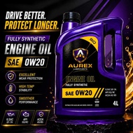 AUREX 0W20 (4 Liter) Fully Synthetic Engine Oil API SQ GF-7A -Proton, Perodua, Honda, Nissan, Toyota