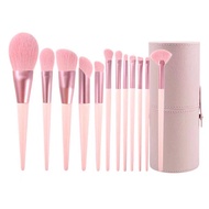 Bộ cọ trang điểm cá nhân GUVIET gồm 12 cọ màu hồng tím kèm theo túi đựng hoặc ống cắm