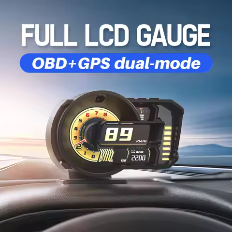 New A590 HUD Full LCD OBD+GPS Instrument Panel Modification Gauge RPM Voltage Oi Pressure Turbo Mete
