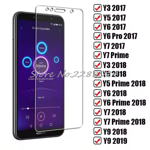 HD Tempered Glass For Huawei Y5 Y3 Y6 Pro Y7 2017 Prime 2018 Y9 2019 Y7Prime Y5Prime Screen Protecto