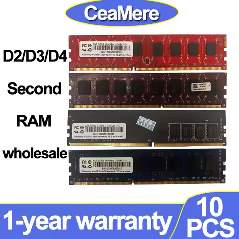 CeaMere ram 10PCS D2/D3/D4 DIMM Desktop Used Universal Memory PC PIN 240-pin Computer Memory Card, N