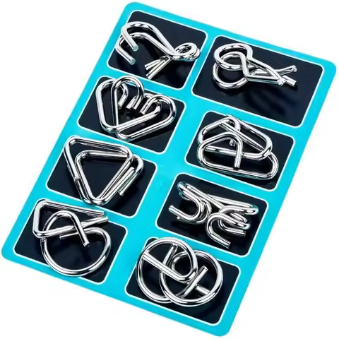 8Pcs/Set Metal Montessori Puzzle Wire IQ Mind Brain Teaser Puzzles Children Adults Interactive Game 