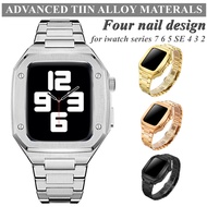 Stainless Steel Strap Case for IWatch Band Modification 45mm 44mm 41mm Metal Mod Kit Set IWatch Series 7 6 SE 5 4 3 2 1