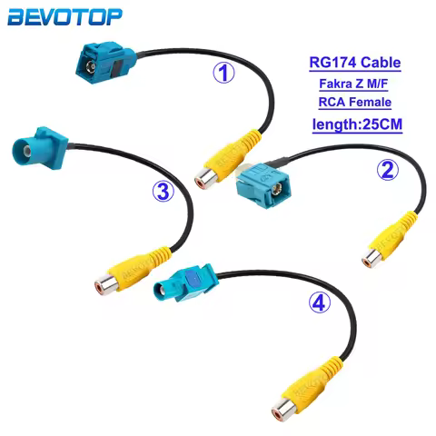 25CM RG174 Cable Fakra Z Male/Female to RCA Female Connector Reversing AV-IN Camera Video Connection