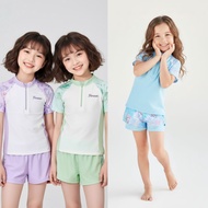 DK333-DK346 - Girls' swimsuit short sleeves, 2-layer shorts with Princess Elsa pattern, cute Pastel 