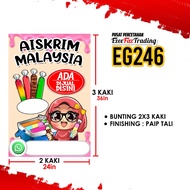 PAKEJ BANNER DAN BUNTING JUALAN GERAI AISKRIM MALAYSIA